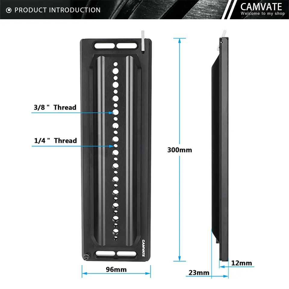 Multifunction Standard ARRI 12" Dovetail Bridge Plate With 1/4" Thread Screw For