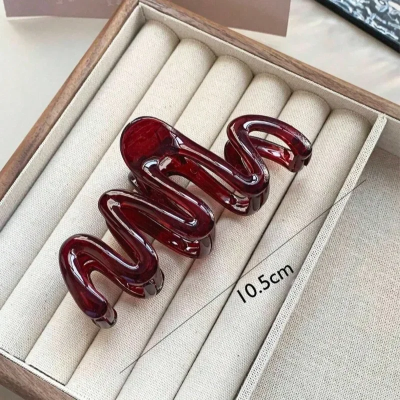 고급 커피색 그랩 클립 여성용 대형 헤어 볼륨 샤크 클립 헤어 악세사리 분위기 있는 뒷머리 헤어핀