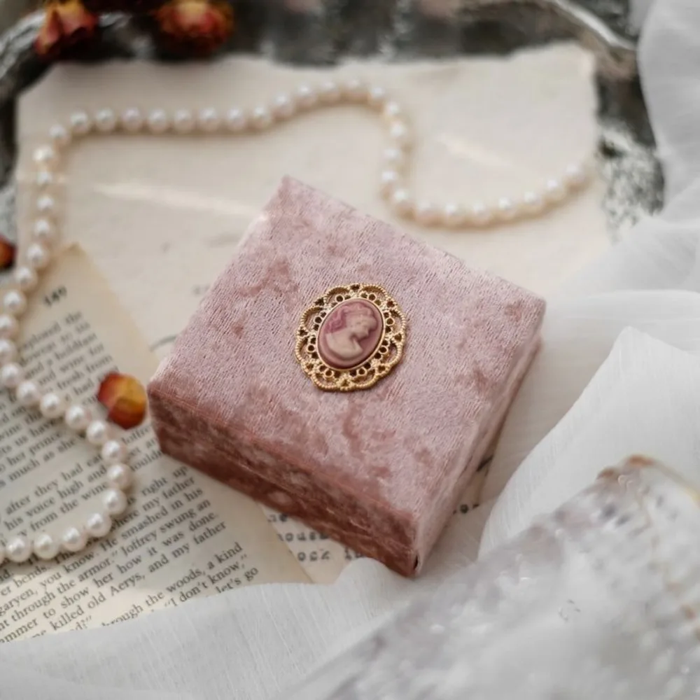 Cute Velvet Ring Box, Necklace Box Wedding Velvet Ring Storage Case Jewelry Organizer Gift Packaging Box Pink Holder Jewelr