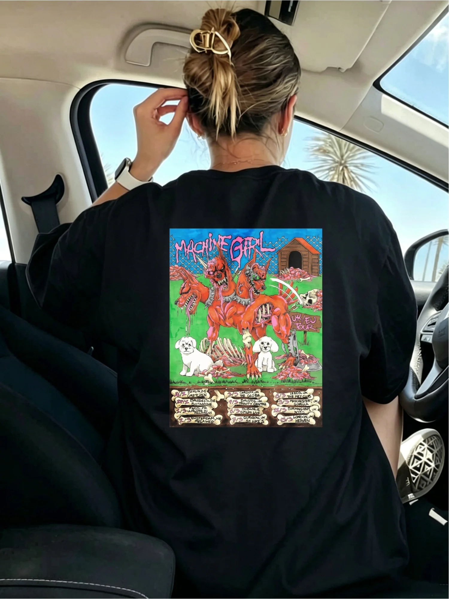 NEW Style Women MACHINE Band UK EU Tour 2026 T-Shirt Official Merch with Anime Inspired Graphic Cowboy Kawaii Rabbit Characters All Season Comfort Sizes S 2XL Casual Round Neck Tee for Concerts Casual Attire Machine Washable