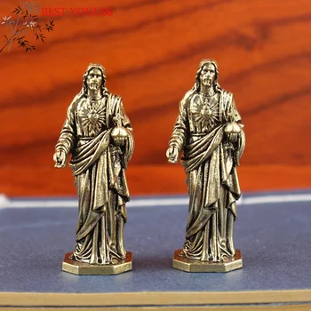 (YOUU06)Handmade Brass God Statue Vintage Style Desktop Decor Cross Border Craft Artwork Small Copper Figurine Home Ornament 1