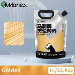 Marie's Premium Rich Pigment Acrylic Paint - 1L/33.8oz for Canvas, Glass, Stone, and Art Projects (Golden)