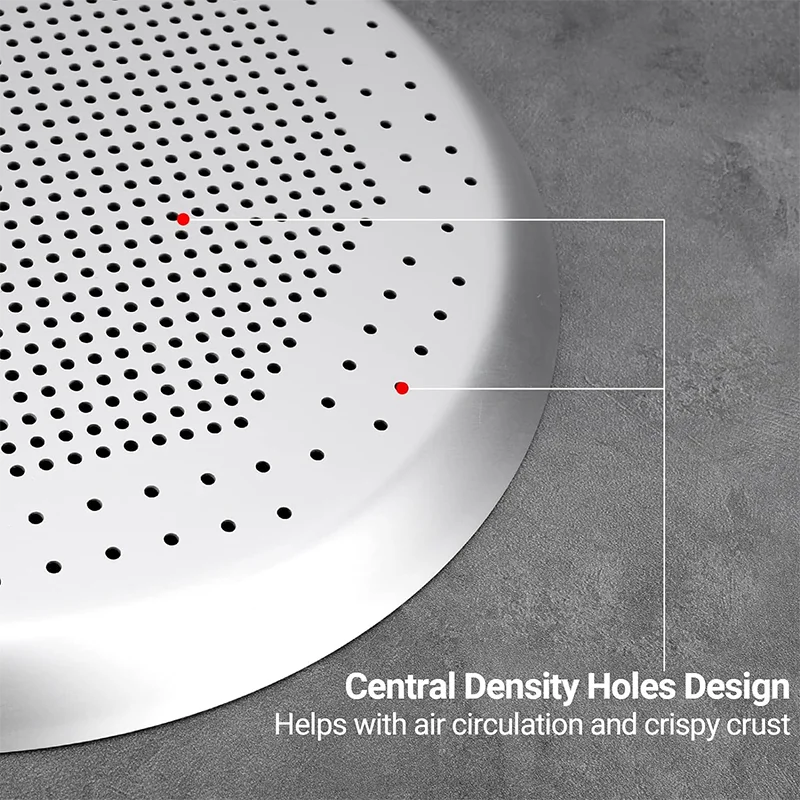 intop Aluminum Alloy Non-stick Pizza baking pan with lid set for professional tool Perforated Tray with Hole Oven Heat Resistant