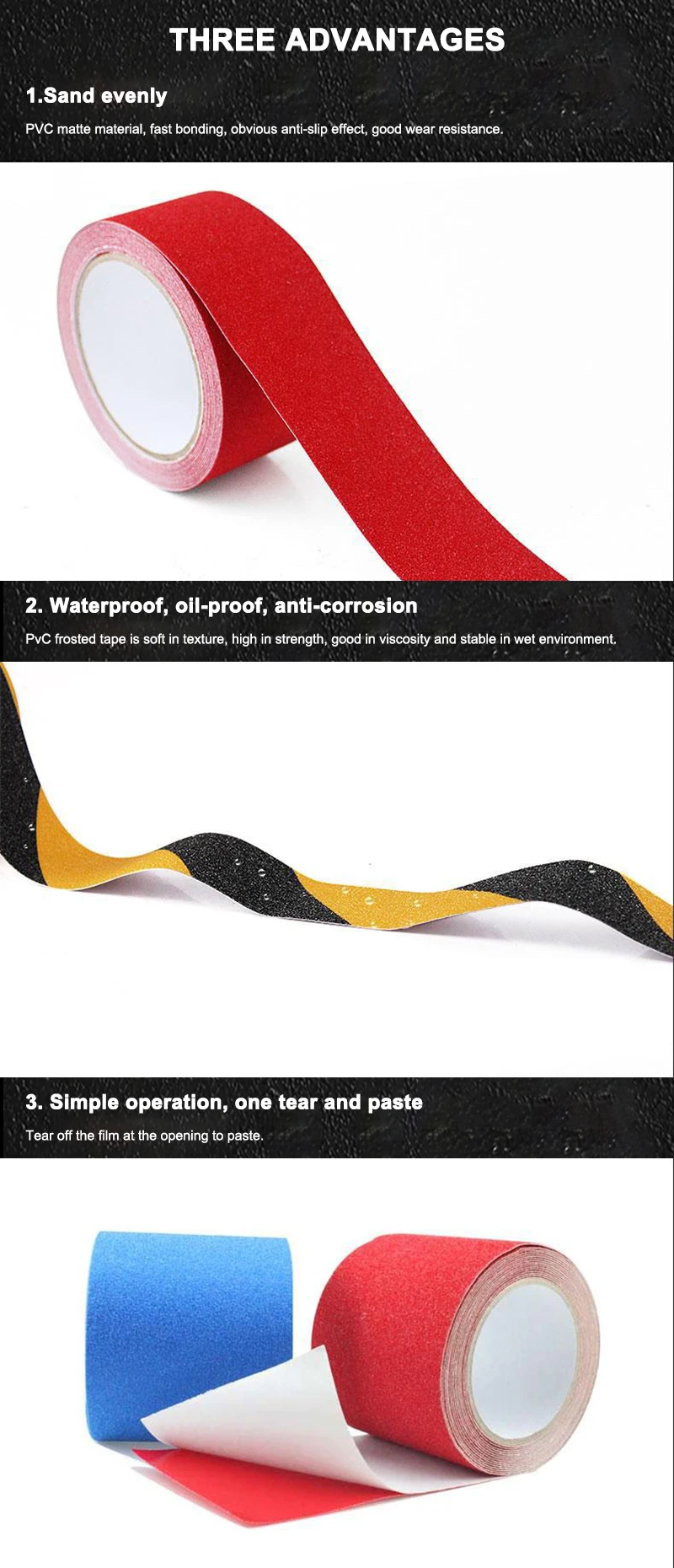Description Picture 5 of itemSilica Sand Anti-slip Tape Outdoor Anti Slip Sticker Elderly Strong Adhesive Safety Traction Tape Stairs Floor Safety Tread Step
