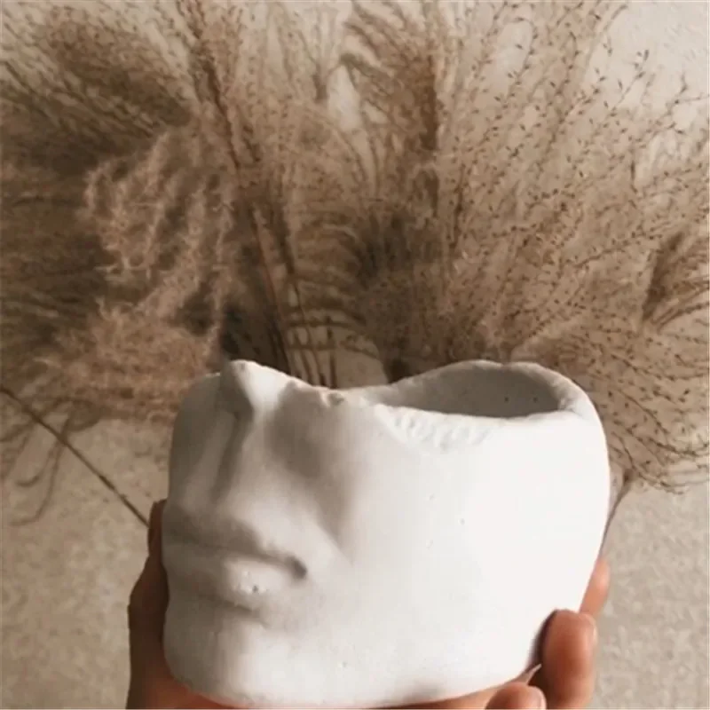 

Face Ashtray Silicone Vase Mould Molds 3d Plaster Flower Pot Molds DIY Concrete Resin Art Planter Candle Holder Making