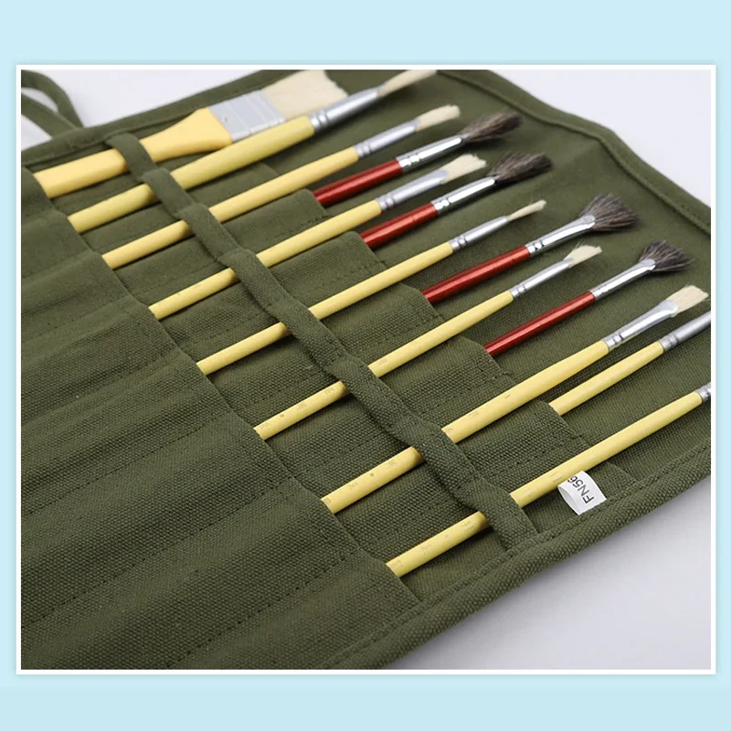 Painting Brushes Storage Bag 16 Slots Watercolour Brushes Holder Roll up Pen Container Makeup Brush Shelf For Painting Supplies painting brush storage bag paintbrush holder