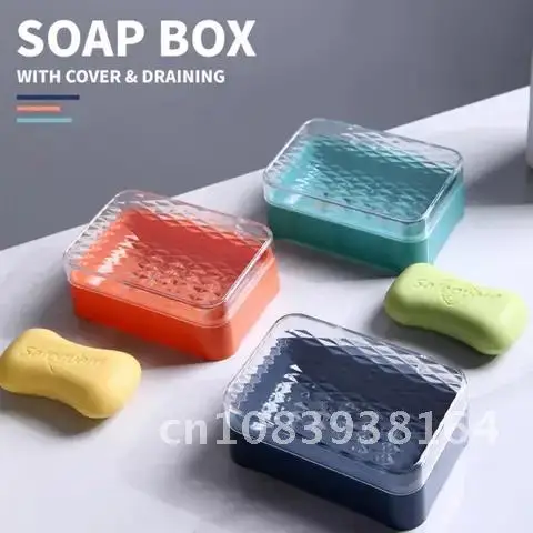 

Soap Holder Box Transparent Soap Dish Drain Bathroom Shower Soap Holder Sponge Storage Tray Creative Sucker Water-free Storage