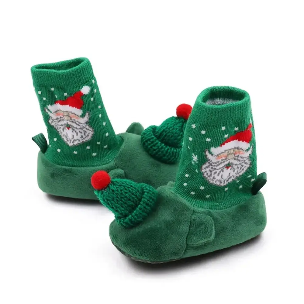 Non-slip Christmas Shoes Casual Cotton Warm Newborn Baby Shoes Santa Claus Flat Sneakers Boys and Girls Baby