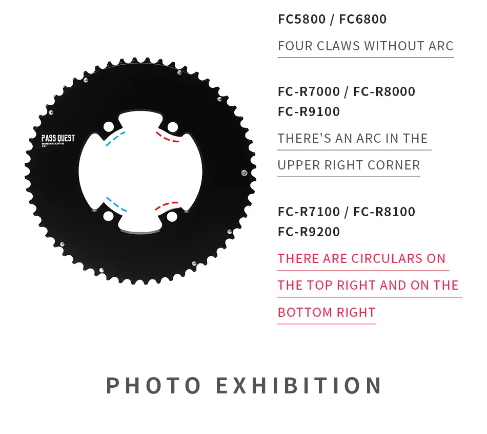 PASS QUEST 110 Bcd 4 Bolt Chainring Narrow Wide for SHIMANO R9200 R8100 R7100 Crank 42T-60T 9-12 Speed 110BCD Chainwheel
