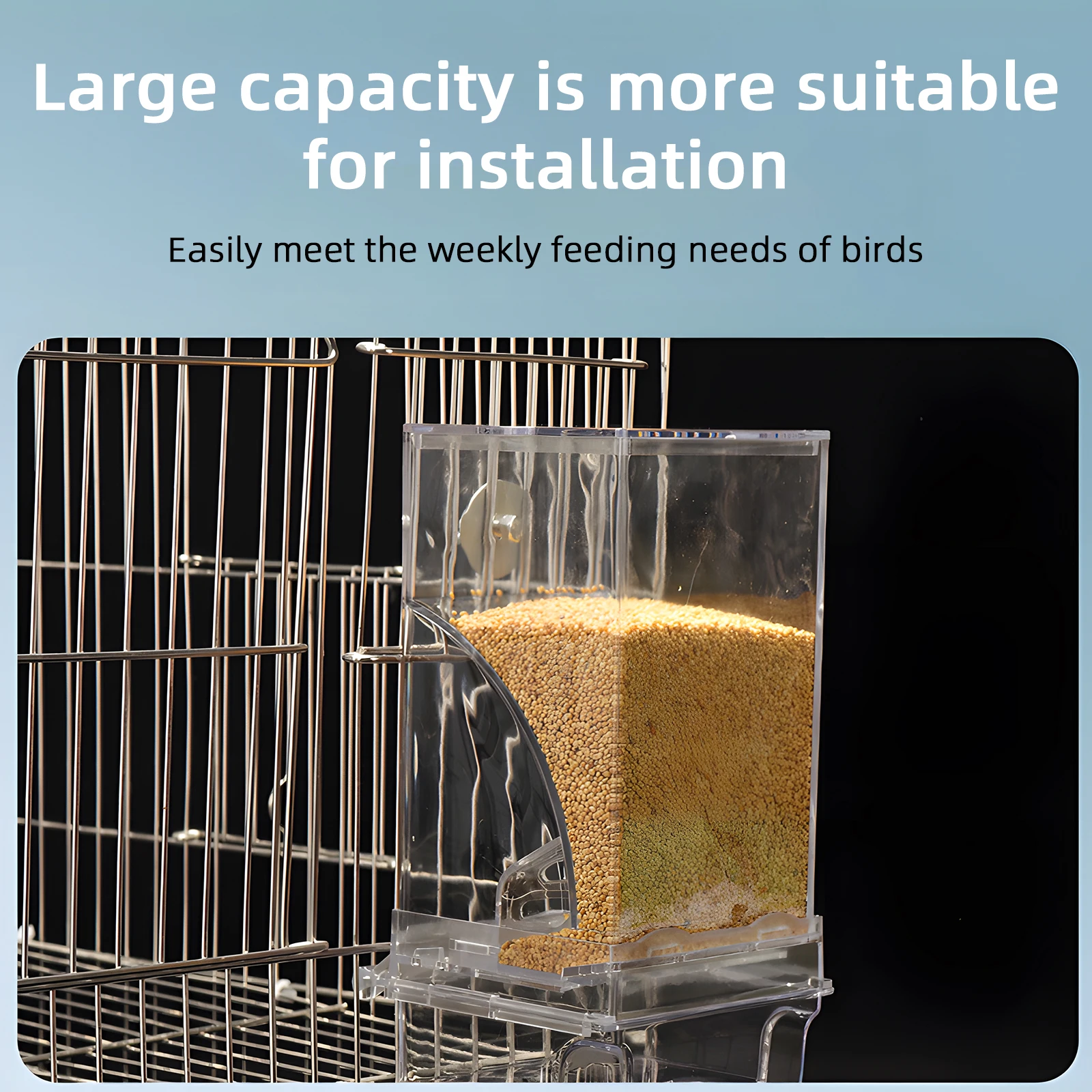 Wolinpet No Mess Automatic Bird Feeder Transparent Food Container Cage Acrylic Parrot Feeder Accessories for Small Birds Parrot