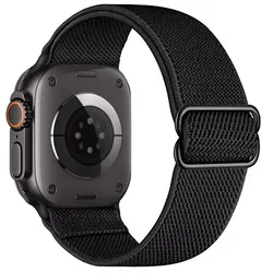 Elastic Nylon Loop Strap - Premium Wristband Bracelet - 44 45 49(10 11 - 46)MM (1 black)