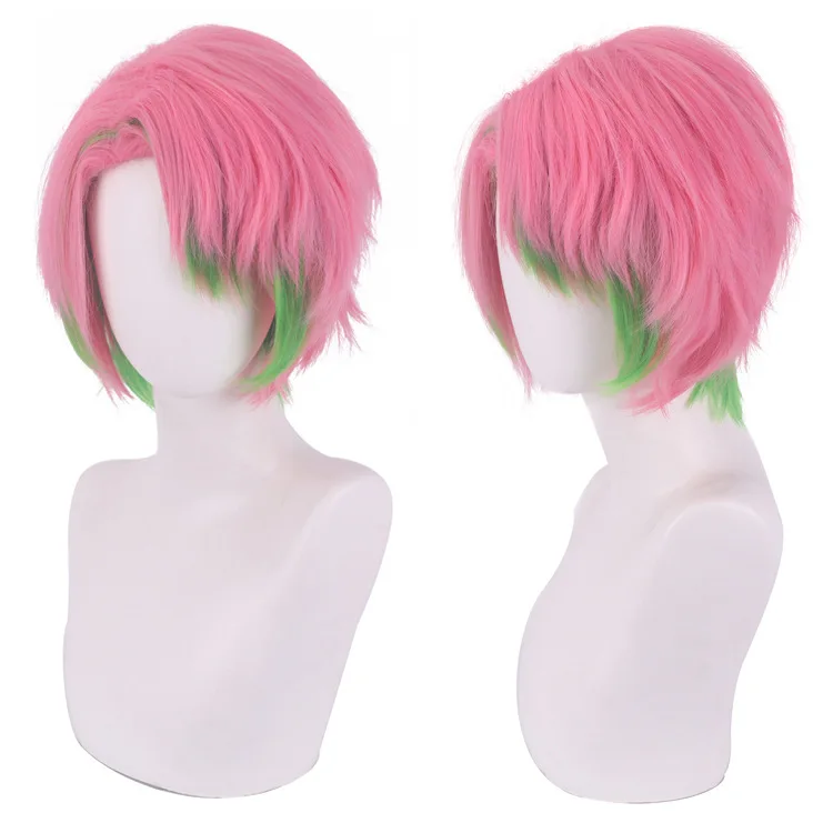 

Anime Kanroji Mitsuri Cosplay Wig Men Women Pink Short Heat Resistant Synthetic Hair Halloween Accessories Wigs