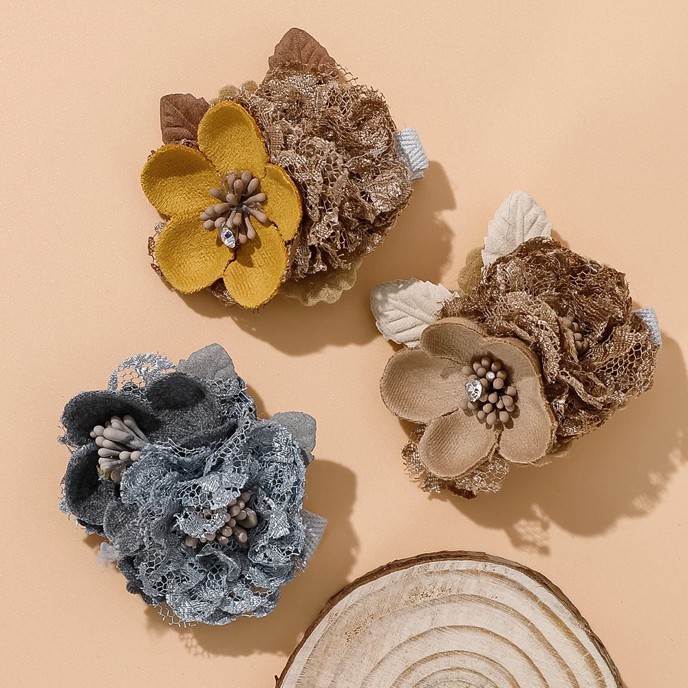 

Hair Clip Lovely Polyester Fabric Nylon Flowers Hair Pin Safe Without Hurting Hair Clip For Baby Girls Headwear Hair Accessorie