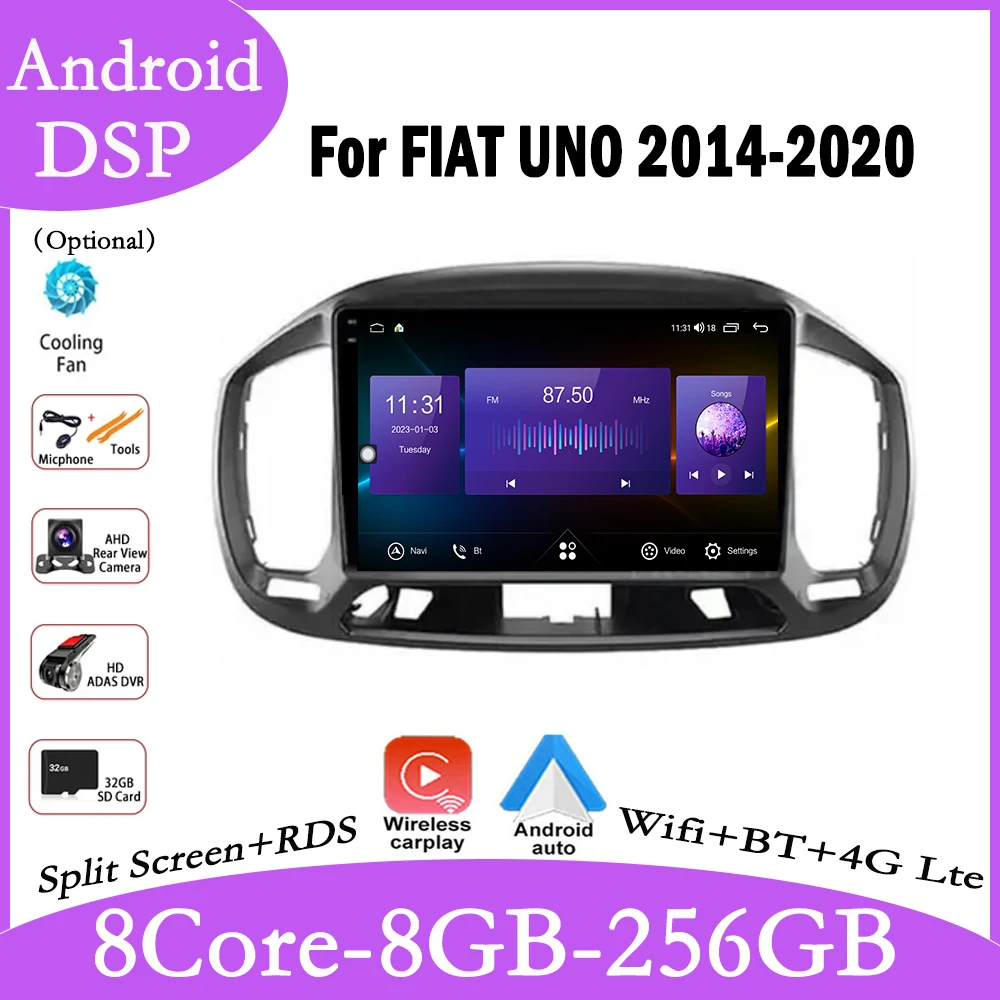 

Car Android Radio Stereo For FIAT UNO 2014-2020 DSP Car Carplay Multimedia Player Navigation GPS WIFI Autoradio Audio