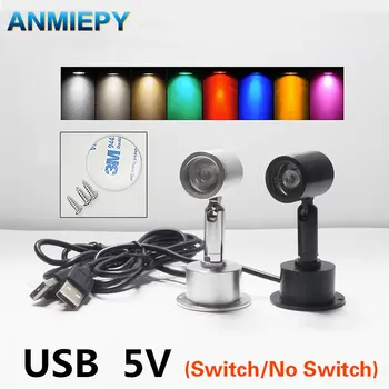 스포트라이트 USB DC5V LED 쥬얼리 캐비닛 쇼케이스, 미니 스팟 벤치 램프, 천장 조명 스위치, USB 인터페이스, 3W