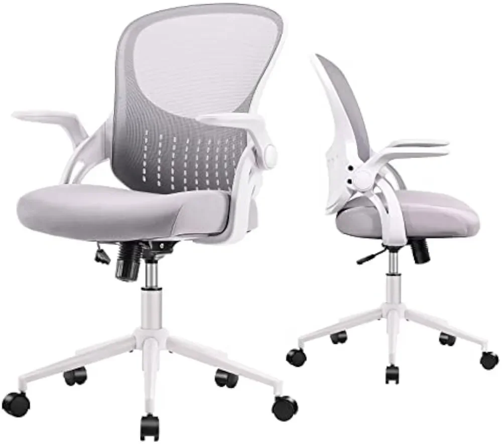 Home Office Chair, Mid Back Mesh Computer Chair, Desk Chair, Height Adjustable Rolling Swivel Task Chair with Flip-up 1pcs water bubbler swivel head saving tap faucet aerator connector diffuser nozzle filter mesh adapter 20 22 24