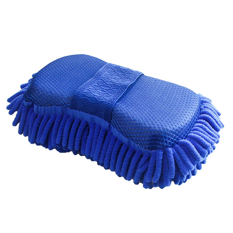 SEAMETAL Blue Microfiber Chenille Car Wash Sponge Care Washing Brush Pad Cleaning Tool Auto Washing Towel Gloves Car Wash Care 4