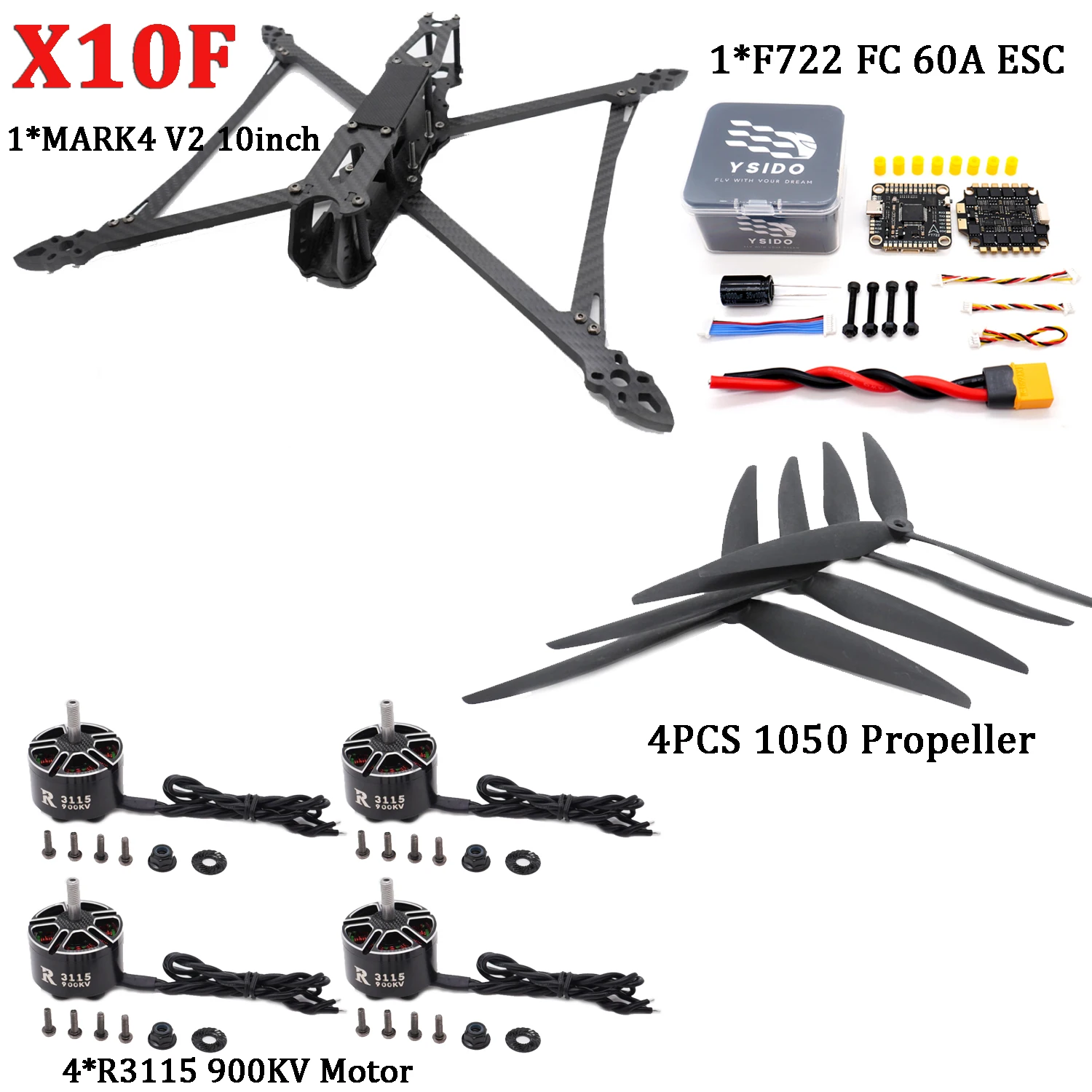 ตัวเลือกสินค้า โดรน FPV 427 มม. รุ่น Mark4 V2 พร้อมอุปกรณ์ครบชุด