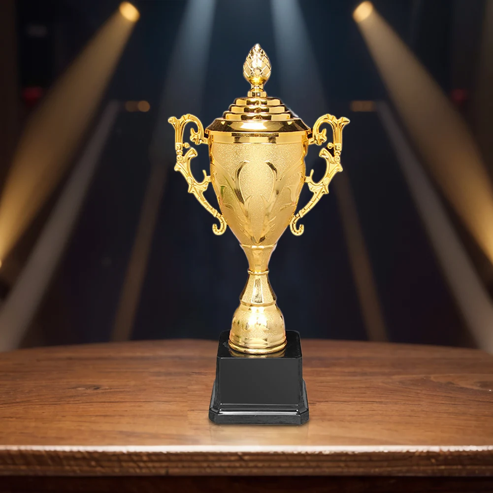 Gold Plastic Trophy Gold Trophy Cup 8.5 Inch Basketball Football with Lid Sports Competition for Party Ceremony