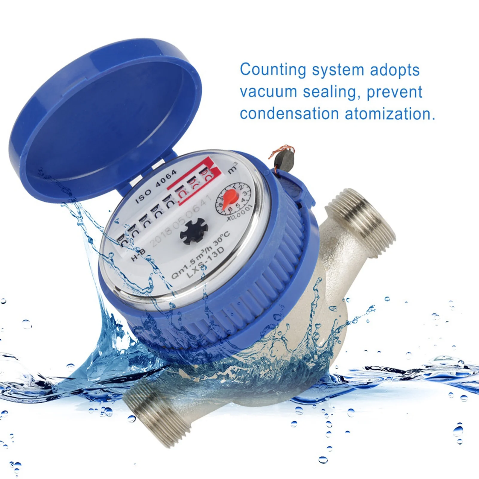 15mm cold Water meter Home Water Meter 15mm 1/2 Inch Cold Meter with Fittings for Garden &amp Home Usage Cold