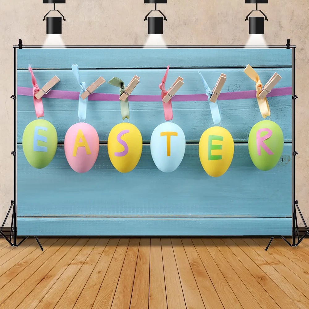 

SHUOZHIKE Easter Day Photography Backdrop Props Flowers Easter Egg Wood Board Photo Studio Background EAST-01