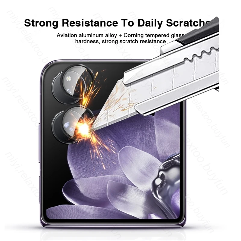 9D Glass Curved Camera Protector with Metal Ring Cover for Xiaomi Mi Mix Flip 5G