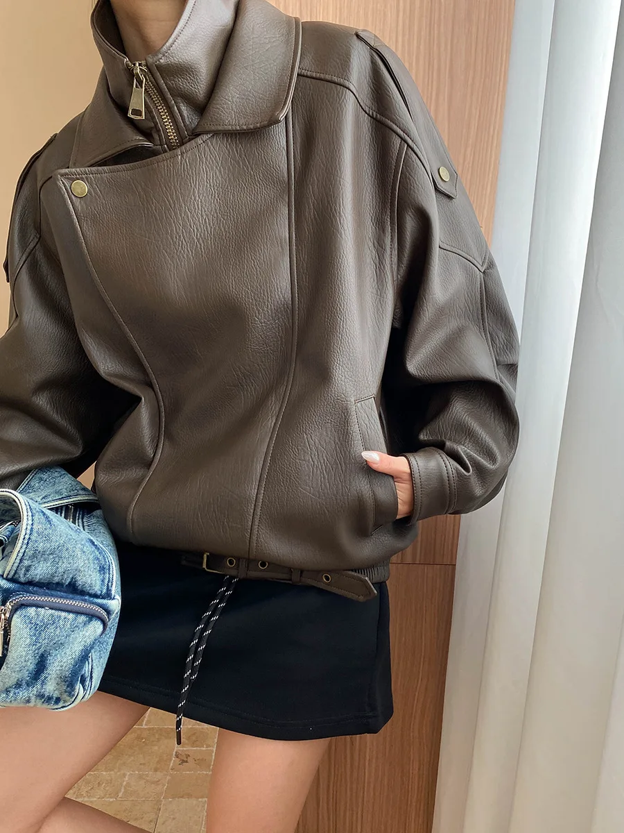 Frühling und Herbst Damen Casual Einfarbig Kragen Langarm Lose Jacke – Detail 20
