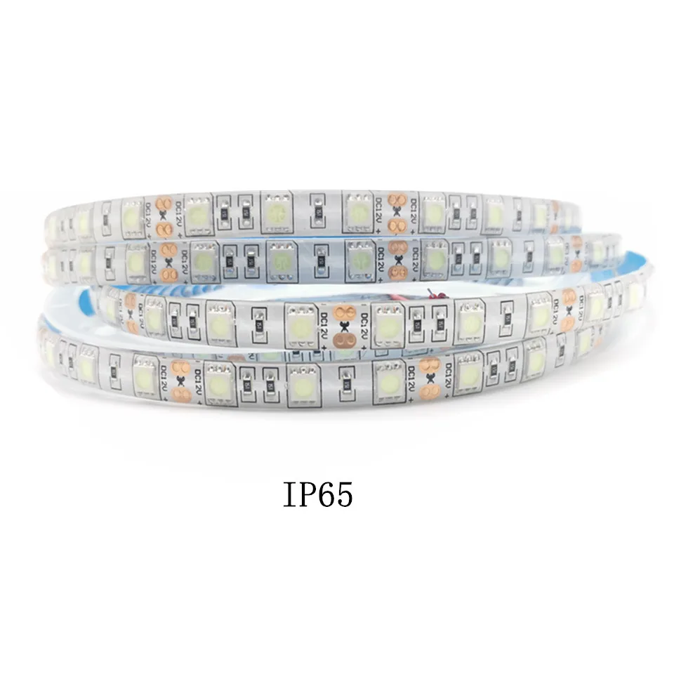 아이스 블루 5m DC12V LED 스트립 5050 10mm IP20 비방수 60LEDs/m 가정 장 유연한 LED 테이프 리본 IP65 방수