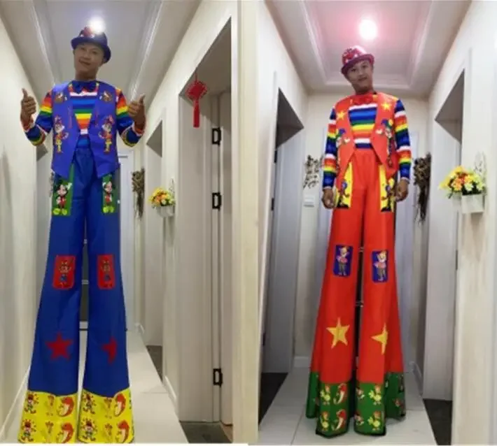 

Giant Clown Suit Stilt Men buffoon Costume Parade Performance Festival