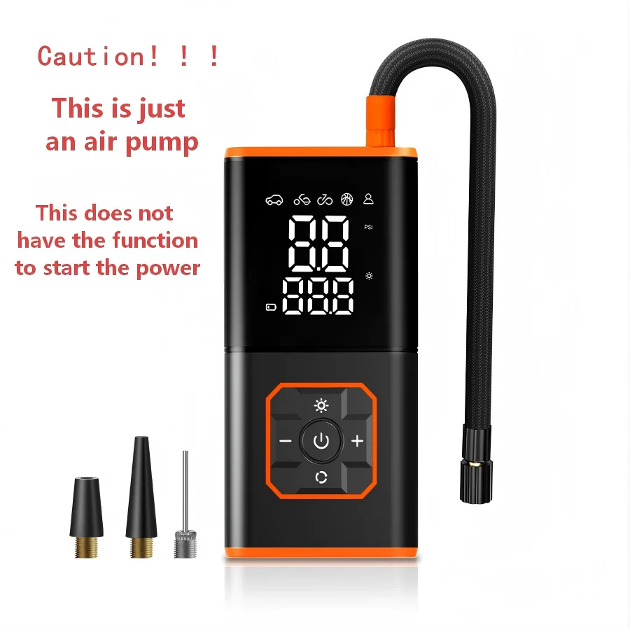 Ugello per pneumatici portatile con display digitale, compressore d'aria ricaricabile tramite USB per pneumatici per auto, bici, moto, palline, giocattoli gonfiabili
