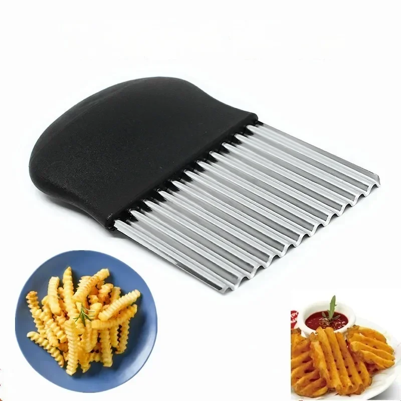 Stainless Steel Potato Chip Slicer Dough Vegetable Fruit Crinkle Wavy Kitchen Knife Cutter Chopper French Fry Maker Tools Gadget fruit slicer vegetable slicer crinkle cutter vegetable cutter potato slicer fruit knife kitchen knife potato chip maker potato cutter food slicer