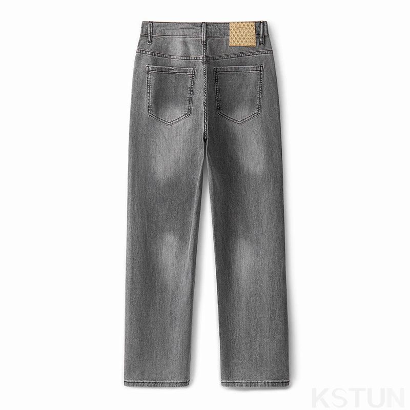 KSTUN Gray Jeans Men Stretch Slim Straight Regular Fit Casual Pants Summer Denim Trousers Men's Clothing Man Jeans Fashion Brand 2