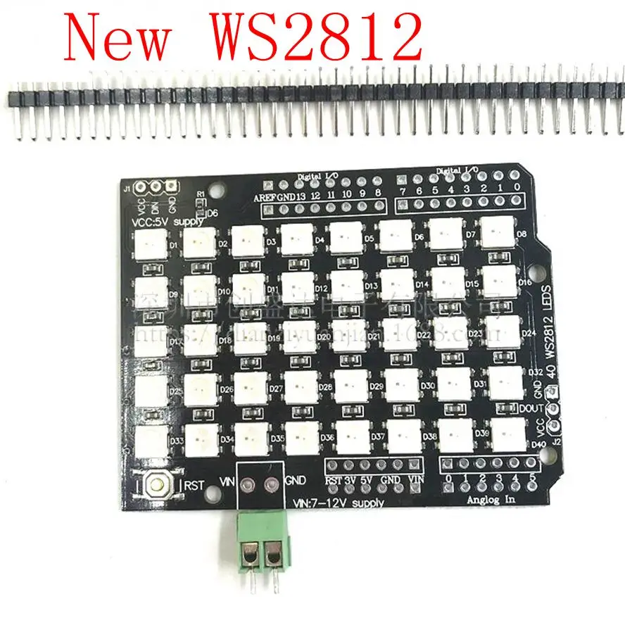 

New WS2812 light board Full colour driver LED RGB 40 bit 5*8 rectangular
