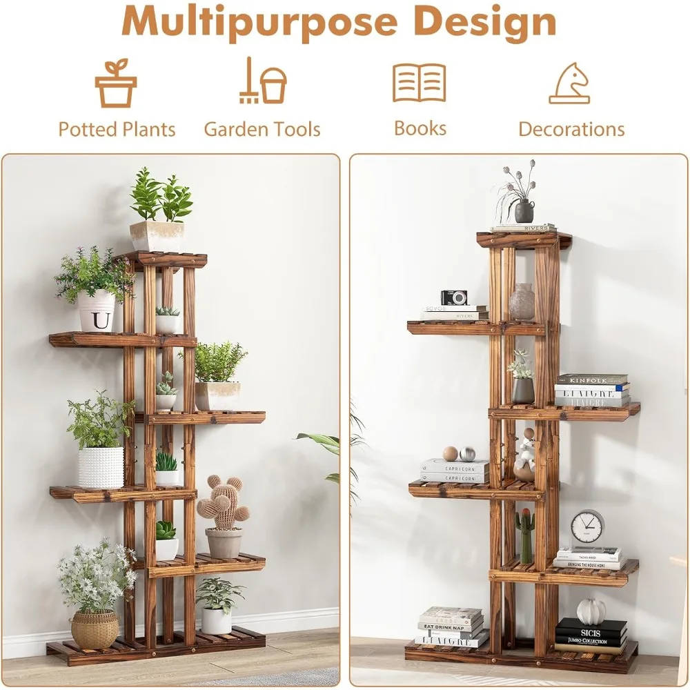 7 Tier Plant Stand Indoor, Bonsai Display Shelf, Wood Plant Holder 6