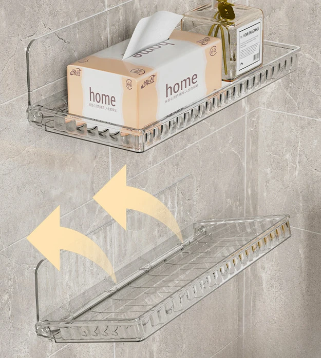 

Collapsible Bathroom Storage Shelf Perforation-free Toiletries Wall-mounted