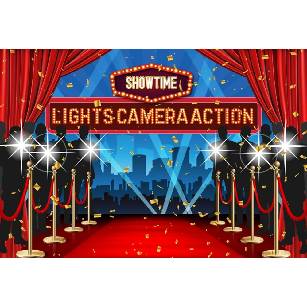 Cinema Movie Night Theme Backdrop For Photography Red Carpet Film Event Star Casino Poker Birthday Party Background Photo Studio