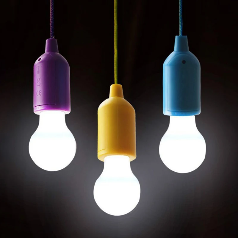 Portable LED Pull Cord Light Bulb for Home and Garden Decor