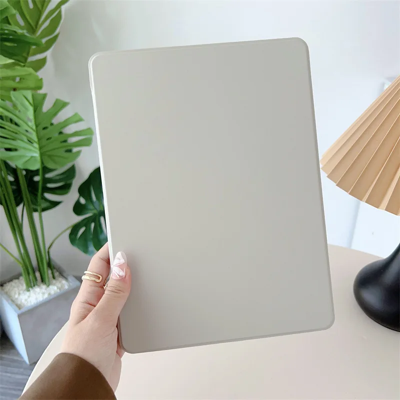 360-Degree Magnetic Rotation Cover with Pencil Slot for Tablet - Clear Acrylic Back Case