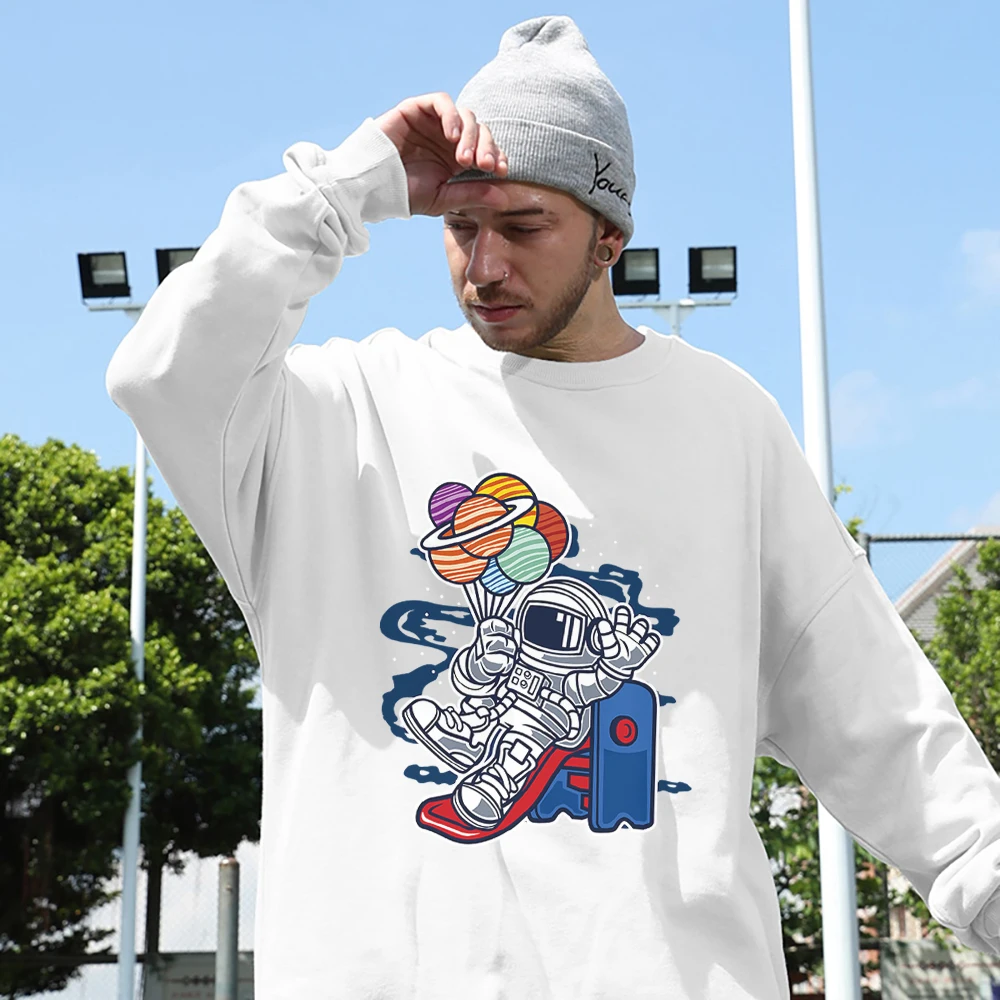 

Slide Astronaut Prints Cotton Man Sweatshirt Street Original Pullover Creativity Aesthetic Sweatwears Harajuku Trend Sweatshirt