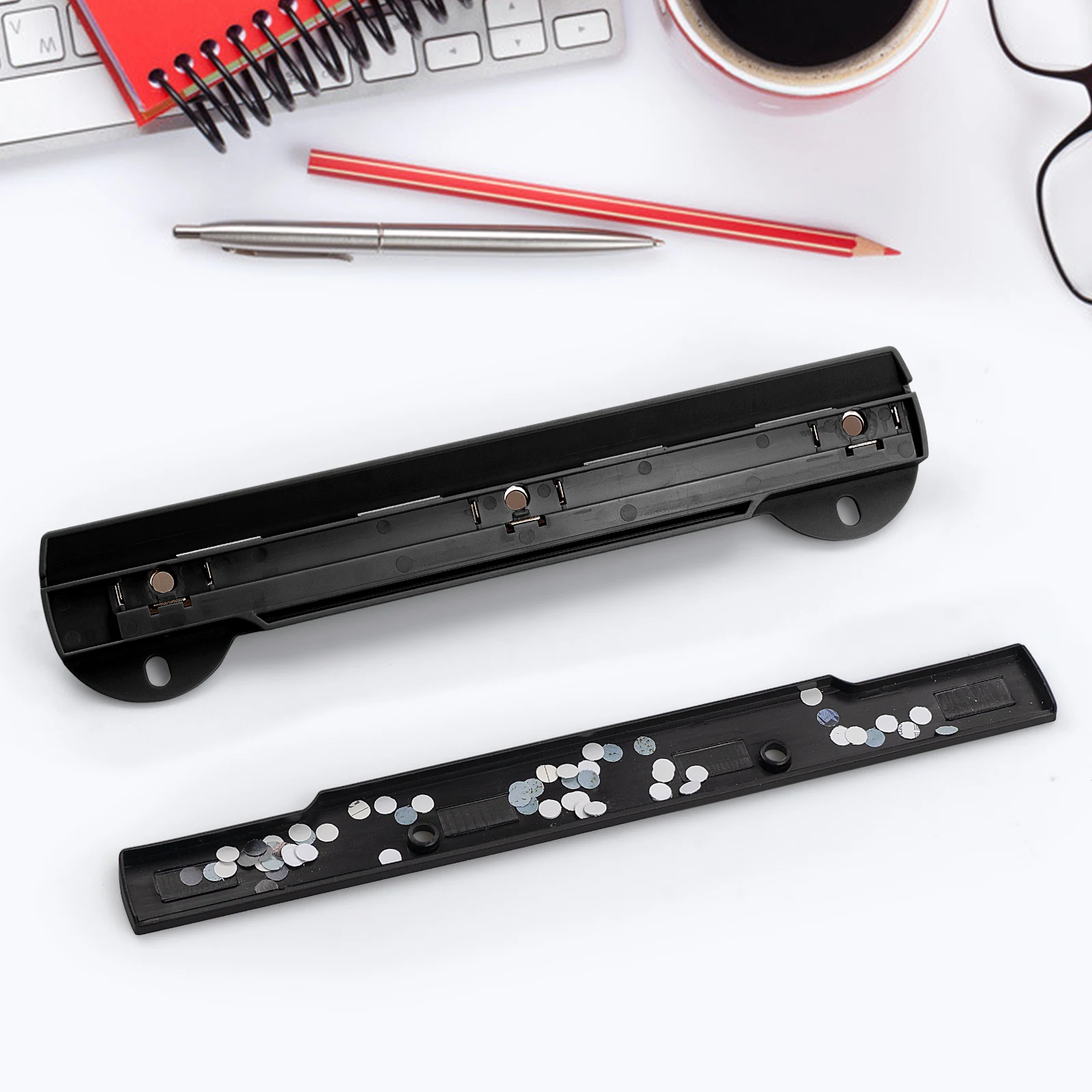 Paper Punch Eagle 3 Hole with Integrated Ruler 5 Sheets Capacity Ring Binders Office School Stationery