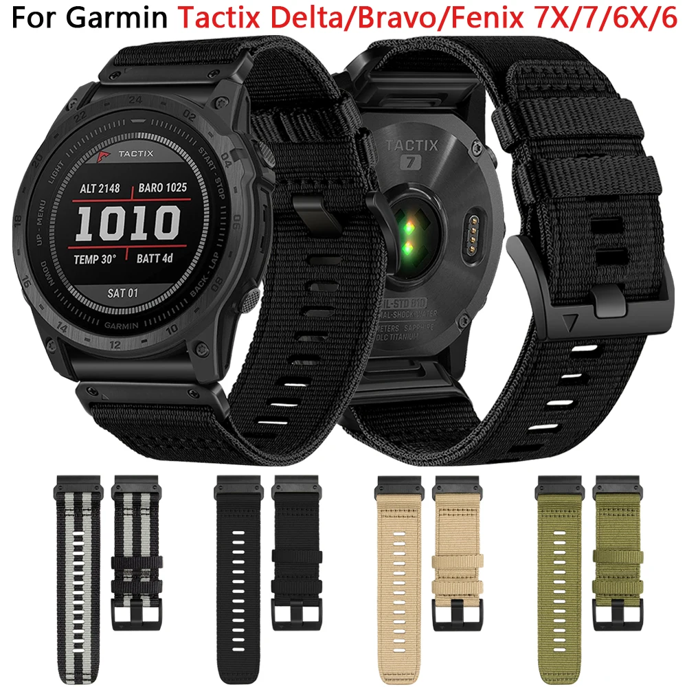 

22mm 26mm Nylon Watch Band Strap For Garmin Fenix 7X 7 6X 6 Pro 5X 5 Plus 3 HR Epix Gen Tactix Bravo Quickfit Wristband Bracelet