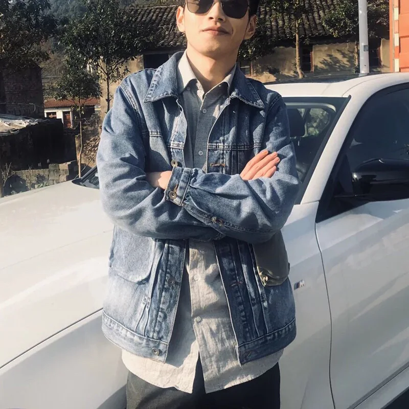 New 2022 Fashion Handsome All-match Denim Jacket Male Spring Autumn Brand Japanese Tooling Retro Casual Washed Patchwork Jacket