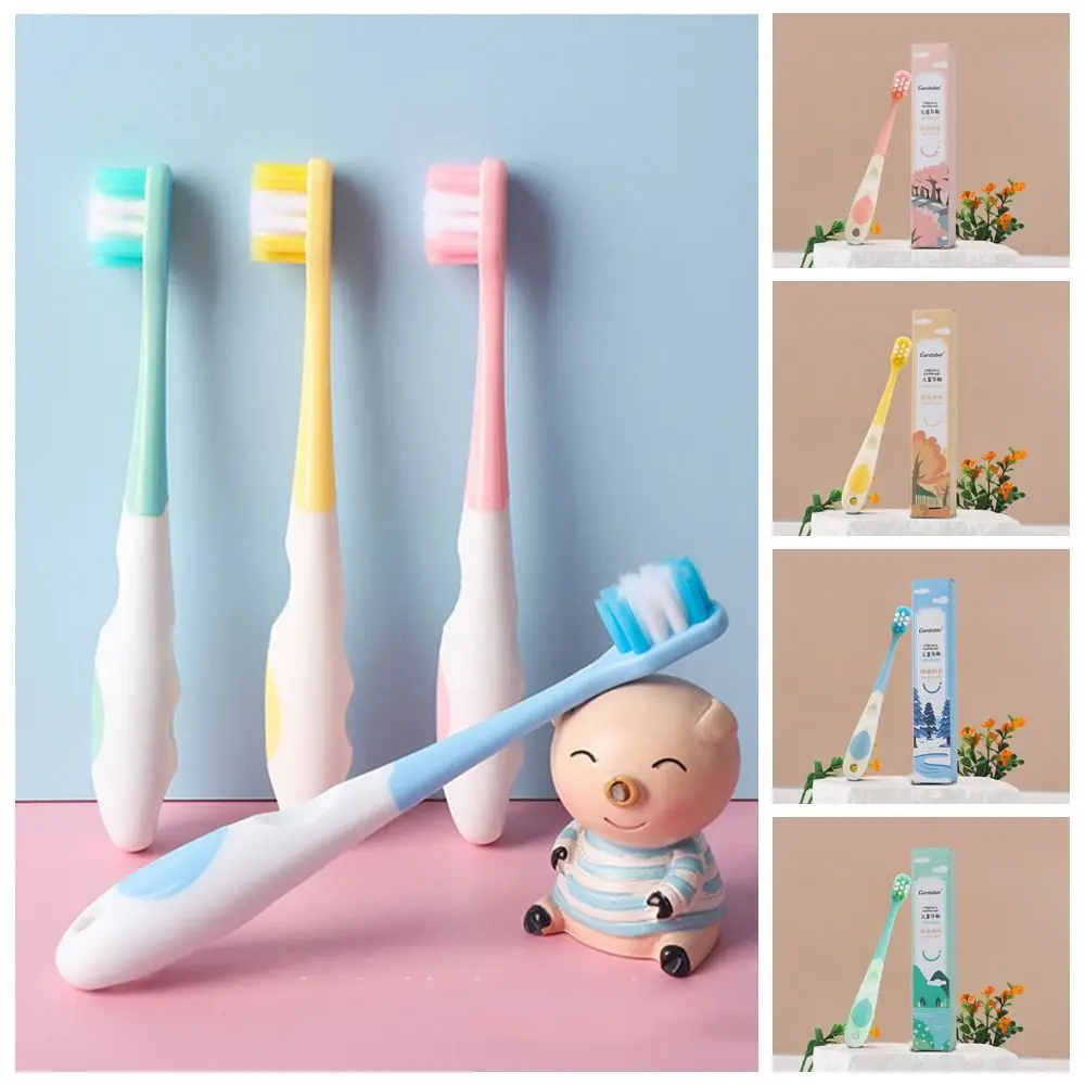 

Cartoon Children's Toothbrush Solid Color Soft Bristles Mouth Cleaning Brush Anti Slide Handle Food Grade