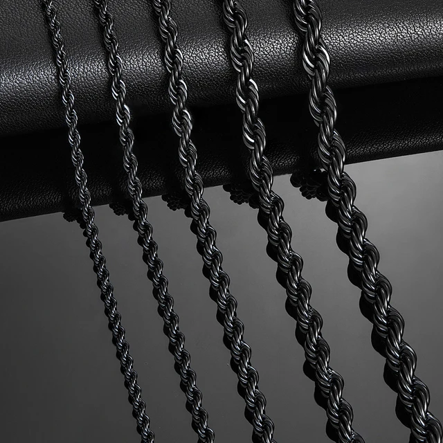 Thickness 3mm/4.5mm/6mm Black Color Figaro Chain Stainless Steel Link  Classic Necklace for Men Women Jewelry 16 to 40 Inches - AliExpress