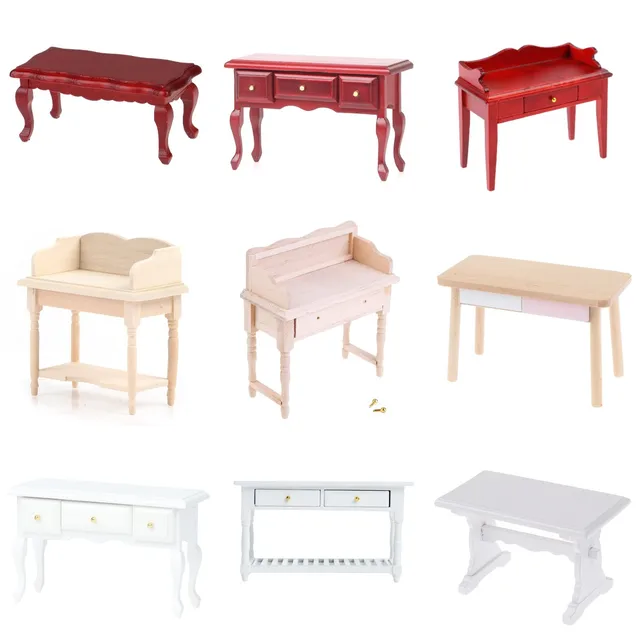 1pc 1:12 Dollhouse Miniature Wooden Desk Table Model Doll House Furniture Toys Accessories Christmas Gift 1