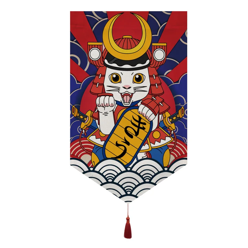 Japanese Short Curtain Doorway Noren Sushi Shop Triangle Flag Kitchen Home Decor Drapes Ramen Restaurant Hanging Half-Curtain 5
