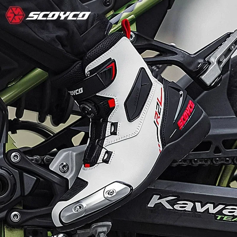 Men's Motorcycle items Boots SCOYCO Motorcross Riding Leather motorbike Fall Prevention Moto accessories motos Shoes