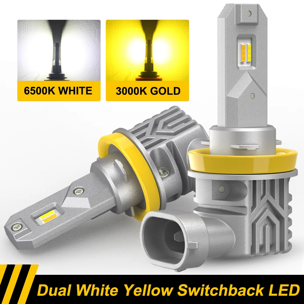 Dual Color H8 H11 LED Fog Light Bulb 6000K White/Amber Yellow Driving DRL  Lamp