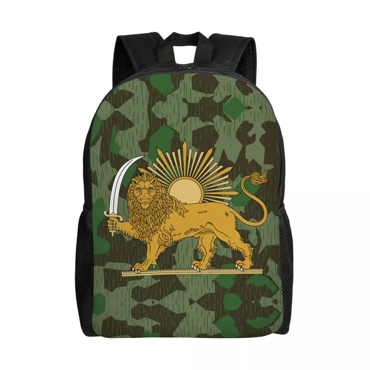 

Emblem Of Iran Lion And Sun Flag Travel Backpack Men Women School Computer Bookbag College Student Daypack Bags