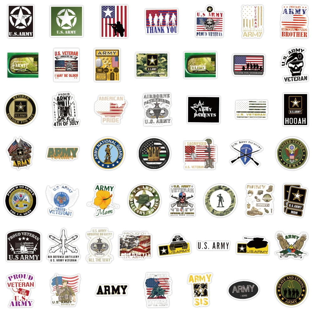 100 Adesivi Impermeabili Fai-da-Te per Cellulari con Tema Esercito Americano - immagine 4